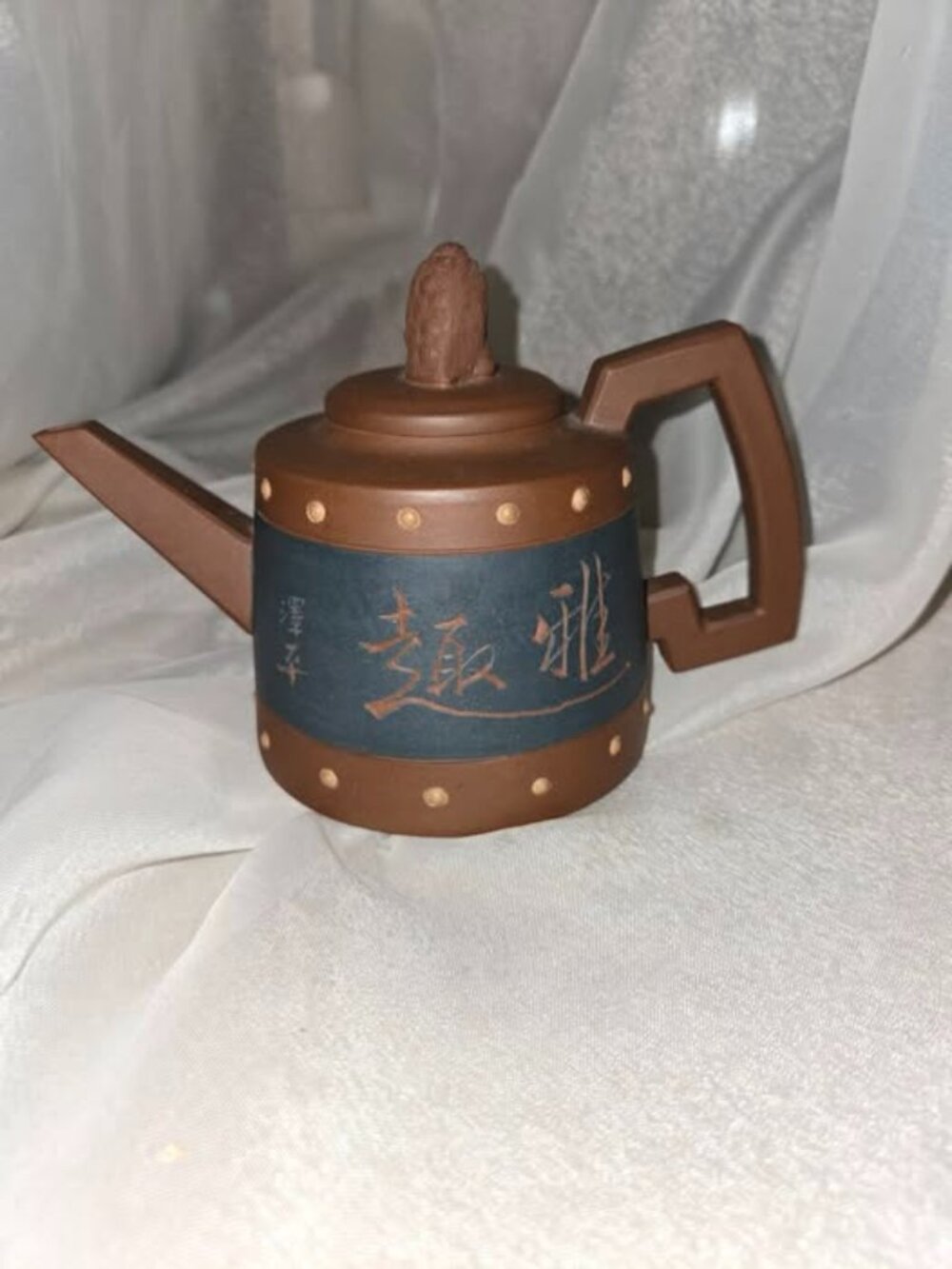 Chinese Yixing Zisha Clay Handmade Teapot 2 pc Multicolor Signed